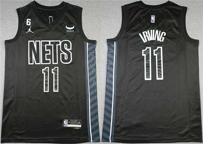 Mens Brooklyn Nets #11 Kyrie Irving Black2022-23 Statement Edition No.6 Patch Stitched Basketball Jersey